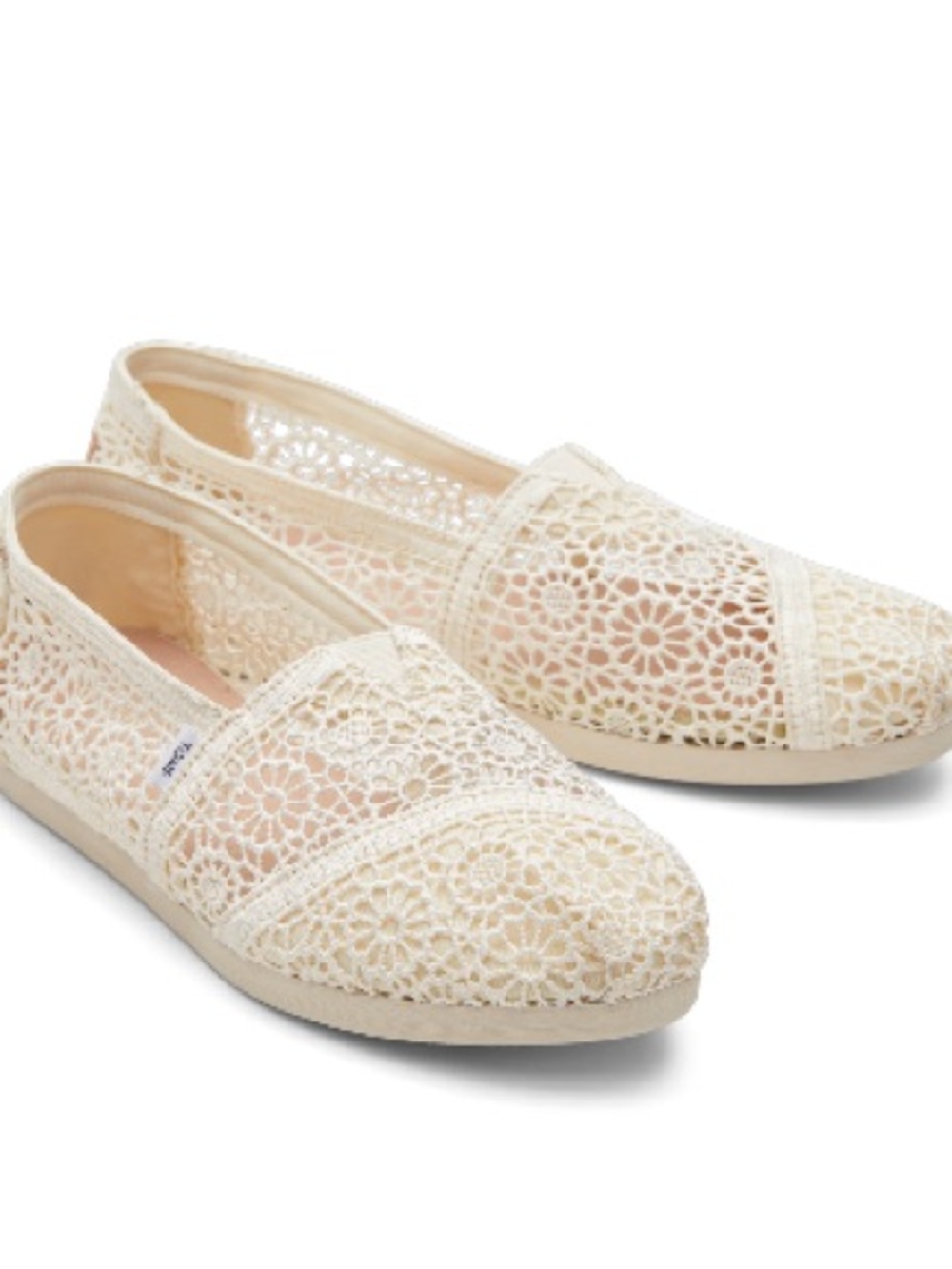 Toms Women's Crochet Slip-On Flats - Cream